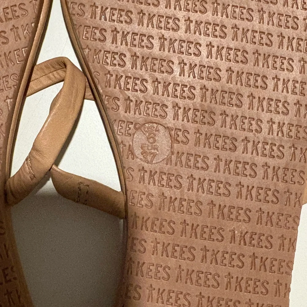 TKEES Nude Tan Minimalist Leather Slide Sandals - Picture 4 of 5